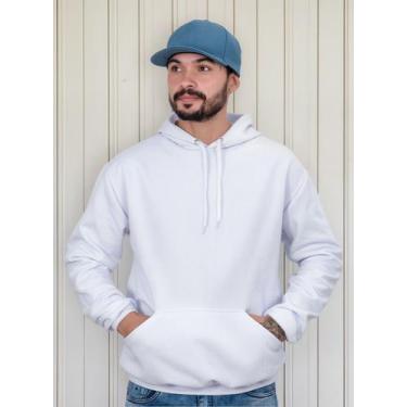 Imagem de Moletom Canguru Masculino Homem Liso Sem Estampa Básico - Campero, Bco
