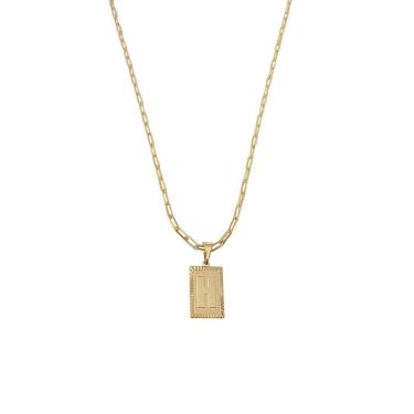 Imagem de Cordão 45Cm Masculino Feminino Pingente Letra H Banhado Ouro