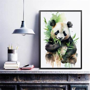 Imagem de Quadro Decorativo Panda Aquarela 33X24Cm