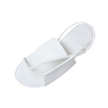 Imagem de Sandálias rasteiras femininas estilo tanga leves e confortáveis para usar na praia design de cor sólida para primavera verão, Branco, 35