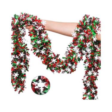 Imagem de Guirlanda De Natal Com Flocos De Neve Metálicos De 2M, Decoração Para 