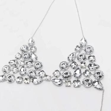 Imagem de Conjunto De Biquíni Sexy Com Corrente Geométrica De Strass Para Mulher