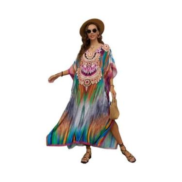 Imagem de Vestido Kaftan Maxi plus Size Para Mulheres, Saída De Praia, Roupa De 