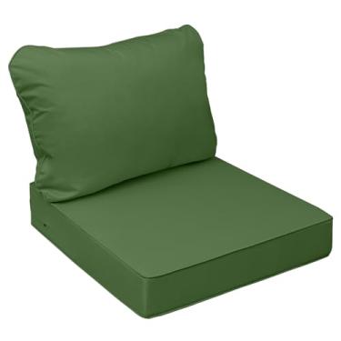 Imagem de AAAAAcessories Almofadas de assento ao ar livre para cadeiras, resistentes ao desbotamento, à prova d'água, almofadas de substituição de móveis de pátio, 50,8 x 45,7 x 7,6 cm + 50,8 x 43,2 cm, verde
