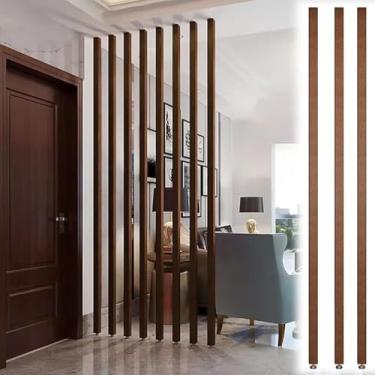 Imagem de Divisória de sala de ripas de madeira 3 peças - Divisória do chão ao teto para sala de estar, cozinha, quarto, banheiro, entrada - instalação sem broca, altura 145 cm