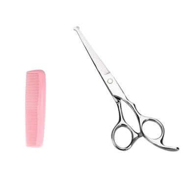 Imagem de Tesoura de corte de cabelo, tesoura de barbeiro profissional de aço inoxidável de 16,5 cm, com pontas arredondadas, tesoura de cabeleireiro infantil, pente de cabelo incluído para mulheres, homens