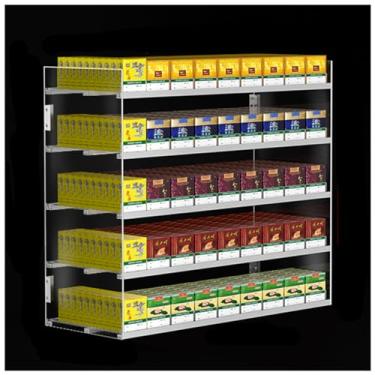 Imagem de Suporte de exibição automático para cigarros | Suporte de armazenamento de cigarro de acrílico de 5 camadas para varejo e supermercado | Organizador de 9 colunas para negociantes de cigarros