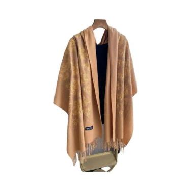 Imagem de Cachecol Feminino Grosso E Quente De Mistura De Caxemira Com Poncho Ca