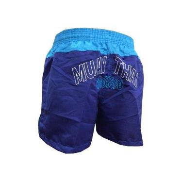 Imagem de Calção / Short Muay Thai - Company V1 - Bordado - Azul/Azul Claro - Feminino-Unissex