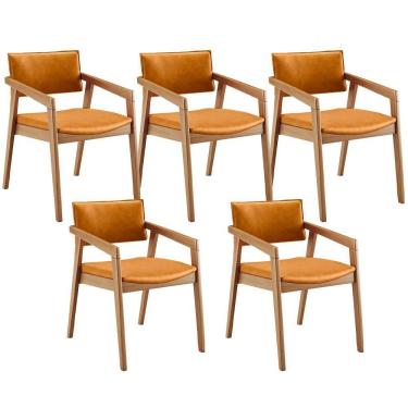 Imagem de Kit 05 Cadeiras Para Sala De Jantar Estar Living Giorgia B04 Couríssimo Whisky