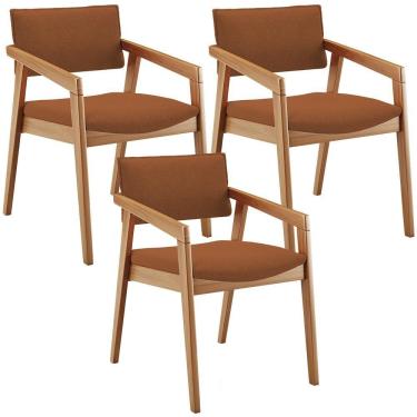 Imagem de Kit 03 Cadeiras Para Sala De Jantar Estar Living Giorgia B04 Bouclê Terracota