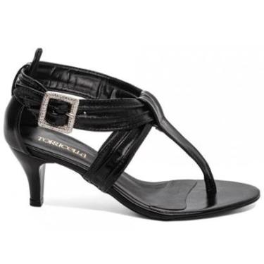 Imagem de Sandália Salto Médio Baixo Fino 5cm Fivela Prata Feminina-Feminino