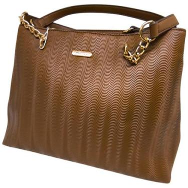 Imagem de Bolsa Feminino Fechamento Ecler Corrente Decorativa Chenson, Cafe, UN