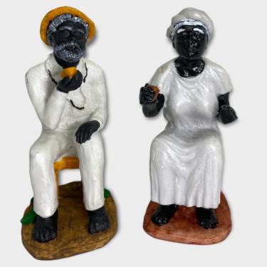 Imagem de Escultura Casal Pretos Velhos em Resina 15 cm