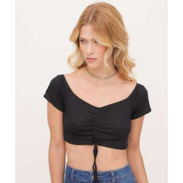 Imagem de Blusa Cropped Feminina Colisse Manga Curta Marisa-29063, Preto, P