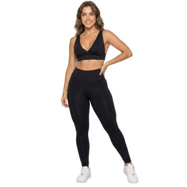Imagem de Conjunto Top Bojo Costa Cruzada e Calça Suplex Serra e Mar Roupa De Academia Moda Fitness Musculação-Feminino