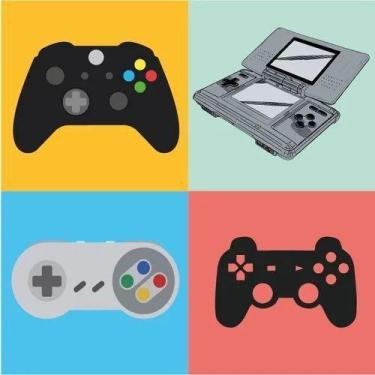 Imagem de Placa Decorativa Quadro Gamer 4 Controles Direta Mdf 20x20cm - ARTSIM