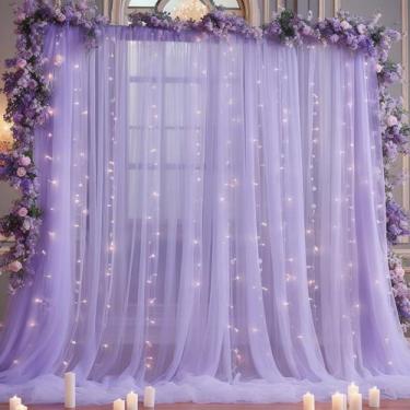 Imagem de Cortina de fundo PARTISKY Purple Tule 3x2,4m com cordão de luzes