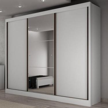 Imagem de Guarda-Roupa Casal Daloa 3 Portas 8 Gavetas 100% Mdf com Espelho Neve 