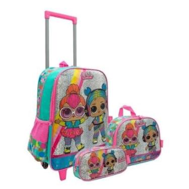 Imagem de Kit Mochila escolar De Carrinho e Lancheira Infantil e Estojo LoL-Feminino