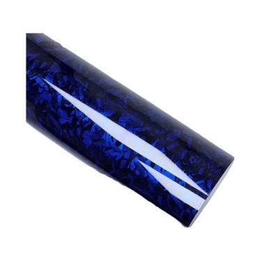 Imagem de Filme Vinílico Azul De Fibra De Carbono Forjado De Alto Brilho Para Ca