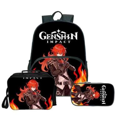 Imagem de Conjunto de mochilas Genshins Impacts Satchel Anime 3D Printing School
