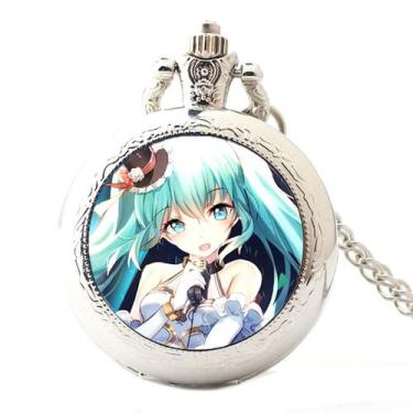 Imagem de Relógio de bolso Hatsune Miku, tema anime, quartzo com corrente - Yiwe