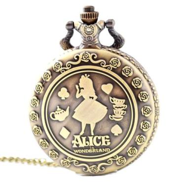 Imagem de Relógio de bolso Alices no País das Maravilhas Bronze Quartz Retro - y