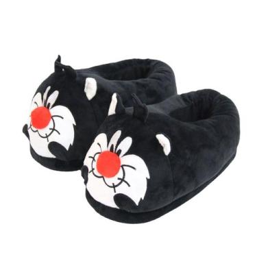 Imagem de Chinelos pretos Lucifers Cat Anime Plush Home Cotton 28 cm - Yiweisai