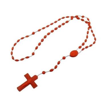 Imagem de 12/120 peças rosário de plástico contas cruz com colar de jesus catoli