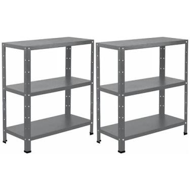 Imagem de 2 Estante De Aço Resistente 3 Prateleiras 60cm Armário Multiuso Para E