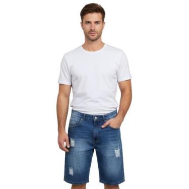 Imagem de Bermuda Jeans Masculina Rasgada Destroyd 100% Algodão Casual - EKCESS,