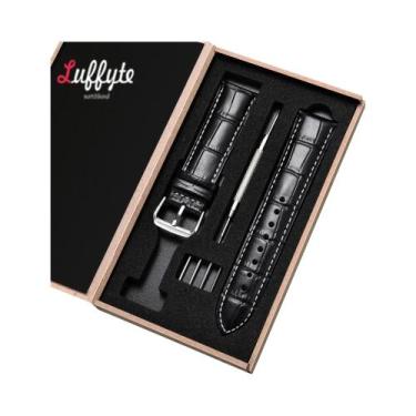 Imagem de Pulseira De Relógio Unissex Em Couro Genuíno Com Textura De Bambu 18mm