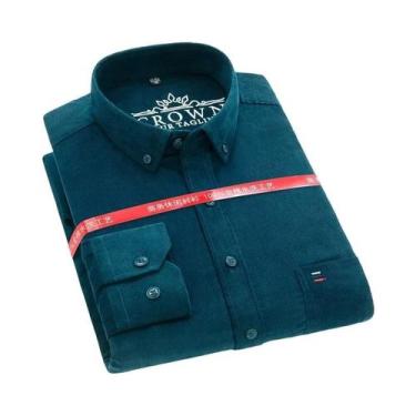 Imagem de Camisa De Corduroy Masculina plus Size 7XL 100% Algodão Manga Longa Ca