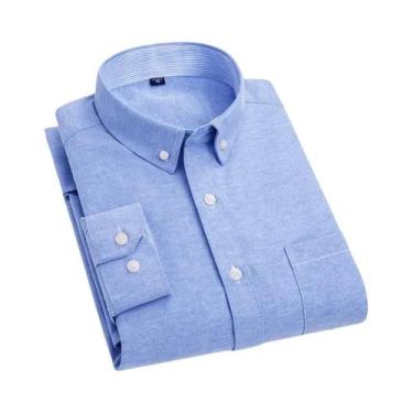 Imagem de Camisa Masculina Oxford Slim Fit De Manga Longa Em Algodão, Não Amassa