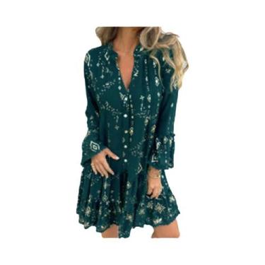 Imagem de Vestido Trompete Casual Feminino De Cor Pura Com Detalhes Em Renda E M