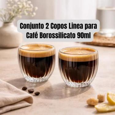 Imagem de Jogo Conjunto Kik 2 Copos Para Café de Vidro Borossilicato com Parede 