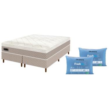 Imagem de Cama Box (Box + Colchão) Queen Umaflex Bipartida - de Mola 56cm + 2 Tr