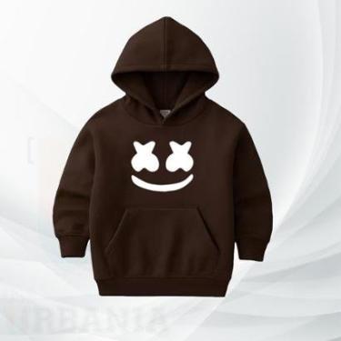 Imagem de Moletom Infantil Moleton Canguru com Capuz e Bolso Estampa DJ Marshmallow Smile Casual Inverno-Unissex