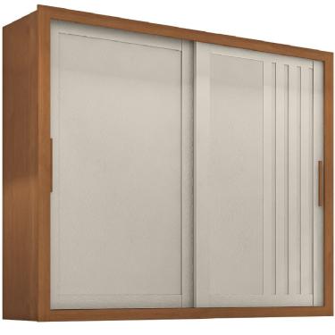 Imagem de Guarda Roupa Casal Trianon 2 Portas de Correr 4 Gavetas MDP Ripado Areia-madeirado Zanzini Móveis