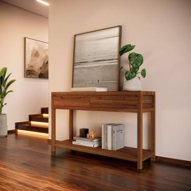 Imagem de Aparador Madeira Maciça 1551NE Nature com 2 Gavetas e Prateleira Rústico Escuro Finestra