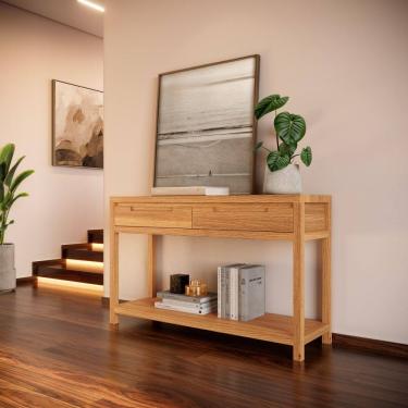 Imagem de Aparador Madeira Maciça 1551NC Nature com 2 Gavetas e Prateleira Rústico Claro Finestra