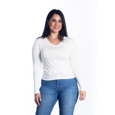 Imagem de Blusa Feminina Manga Comprida Segunda Pele De Frio Gola V - Maranne, O