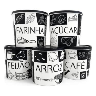 Imagem de Kit 5 Potes Hermético 2l Arroz Feijao Acucar Cafe Farinha - UZY