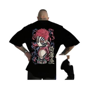 Imagem de Camiseta Masculina Oversized Akaza Demon Slayer Anime De Algodão Manga