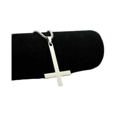Imagem de Colar Masculino E Juvenil De Aço Inoxidável Com Pingente De Cruz E Cír