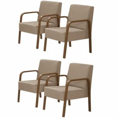 Imagem de Kit 4 Poltronas 1 Lugar Luna Braço Madeira Dsalla Cappuccino - D SALLA