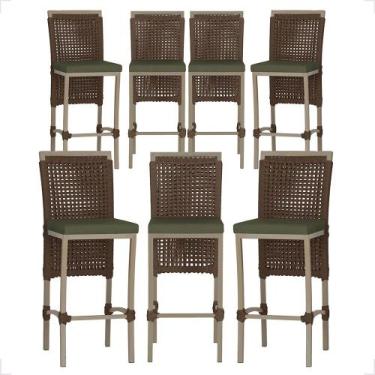 Imagem de 7 Banqueta em Alumínio Roma Fendi Corda Náutica Tecido 13 - Trama Orig