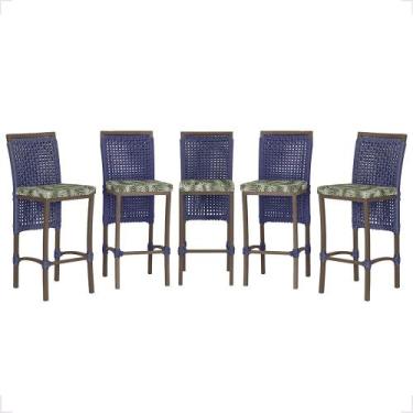 Imagem de 5 Banqueta em Alumínio Roma Marrom Corda Náutica Tecido 5 - Trama Orig