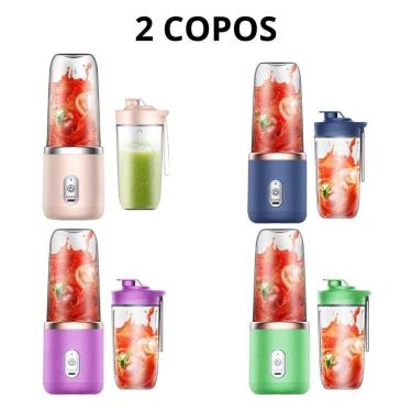 Imagem de Mini Liquidificador Portátil OEM 2 Copos Al 400ml 6 Lâminas para Suco de Alimentos e Leite 110V
